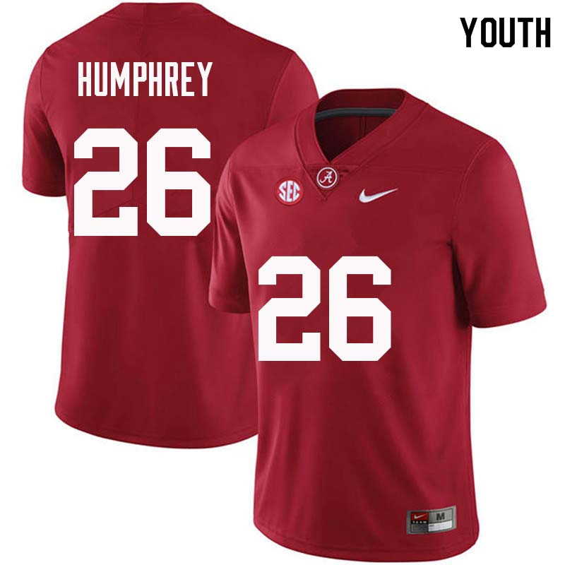 Alabama Crimson Tide Youth Marlon Humphrey #26 Crimson NCAA Nike Authentic Stitched College Football Jersey IW16E00XS